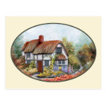 Thached Vintage Country Cottage Painting Post Card