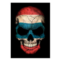 Thai Flag Skull on Black Business Cards