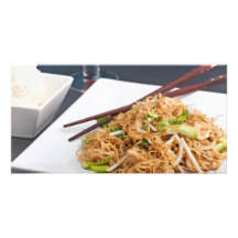Thai Food Lo Mein Noodles Dish Photo Card