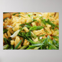 Thai traditional dish with green onion and rice posters