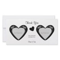 Thank You - 2 Photos - Black Hearts on White Photo Card Template