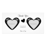 Thank You - 2 Photos - Black Hearts on White Photo Card Template