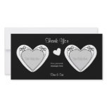 Thank You - 2 Photos - White Hearts on Black photo cards