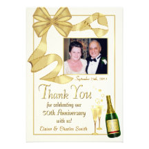 Thank You 50th Anniversary Gift - Flat photo card Invitations