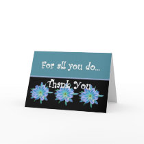 THANK YOU Admin Professionals Day BLUE FLOWERS Greeting Cards