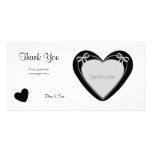 Thank You - Black Heart on White Personalized Photo Card