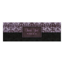 Thank You Bookmark Damask Purple Black Business Card Template