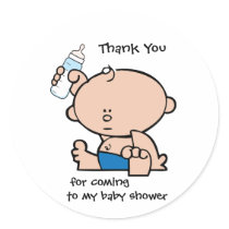 Thank You Boy Baby Shower Gift Tag Sticker