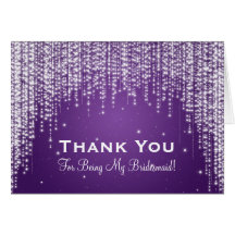 Thank You Bridesmaid Night Dazzle Purple Greeting Card