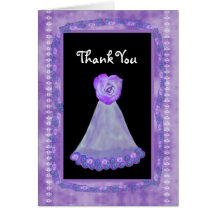 THANK YOU Bridesmaid PURPLE Gown and Heart Rose Card