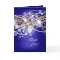 Thank You Card Blue White Gold