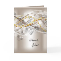 Thank You Card Cream White Gold