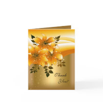 Thank You Card Elegant Gold Black Floral
