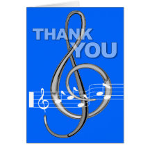 Thank You Card G Clef Music Note Blue