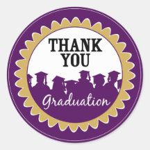 Thank-You Card Graduation Seal {purple} Round Stickers