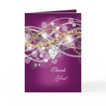 Thank You Card Plum White Gold