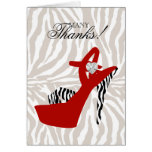 Thank You Card Sexy High Heel  Zebra Shoe Red
