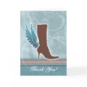 Thank You Card w/ fun Angel Wing Brown Boot