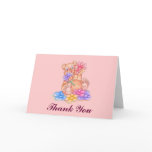 Thank You Card with Flowers and Bear