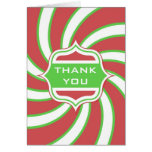 Thank you Christmas Retro Vintage Green Red White Greeting Cards