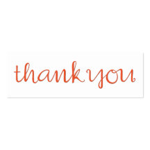 Thank You Cursive tangerine Business Card