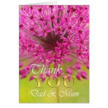 Thank you Dad & Mum, purple flower close up Greeting Card