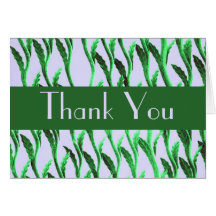 Thank You green branches pattern Card