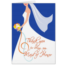 Thank you Maid of Honour - Navy Blue 2 Greeting Cards