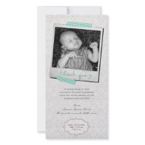 Thank You Note Baby Boy Blue Washi Tape Polaroid Photo Greeting Card