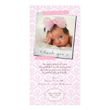 Thank You Note Baby Girl Announcement Template Customized Photo Card