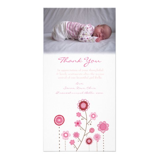 Thank You Note Baby Girl Photo Card Template
