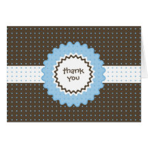 Thank You Note - Blue and Brown Greeting Cards