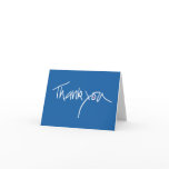 Thank you note card in blue with fuchsia dot