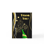 Thank You Note Cards - Festive Black and Gold