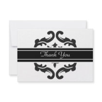 Thank You Notelets in Stylish Black & White Damask Personalized Announcement