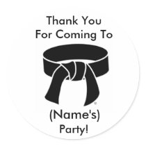 Thank You Party Stickers Martial Arts Black Belt