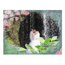 Thank You Photo Wedding Postcard Cherry Blossom