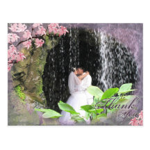 Thank You Photo Wedding Postcard Cherry Blossom