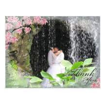 Thank You Photo Wedding Postcard Cherry Blossom