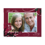 Thank You Photo Wedding Postcard Red Yellow Floral