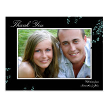 Thank You Photo Wedding Postcard Teal Floral