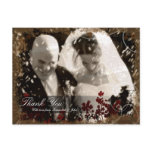 Thank You Photo Wedding Postcard Vintage Brown