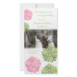 Thank You Pink & Green Blooms Wedding Photo Photo Card