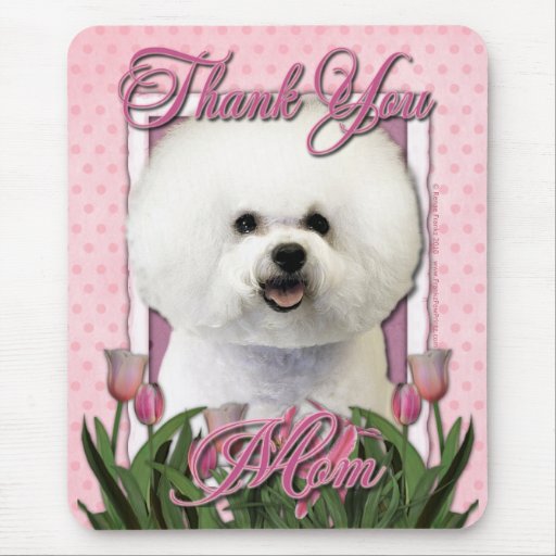 Thank You - Pink Tulips - Bichon Frise Mousemats