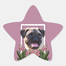 Thank You - Pink Tulips - Pug Sticker