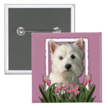 Thank You - Pink Tulips - West Highland Terrier