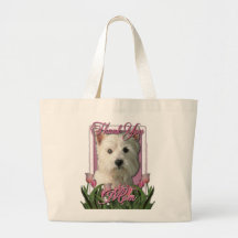 Thank You - Pink Tulips - West Highland Terrier Tote Bag