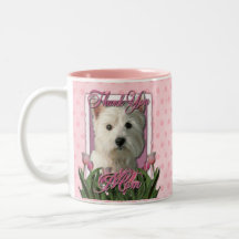 Thank You - Pink Tulips - West Highland Terrier Mugs