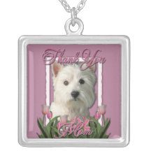 Thank You - Pink Tulips - West Highland Terrier Custom Necklace