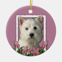 Thank You - Pink Tulips - West Highland Terrier Ornaments